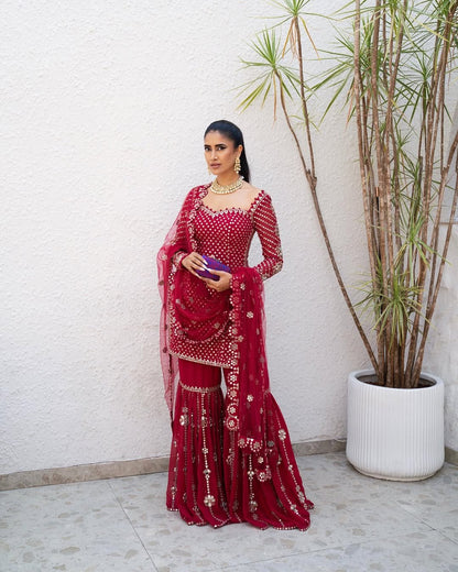 Mellow Wine Sharara Set (ALISHA PEKHA)
