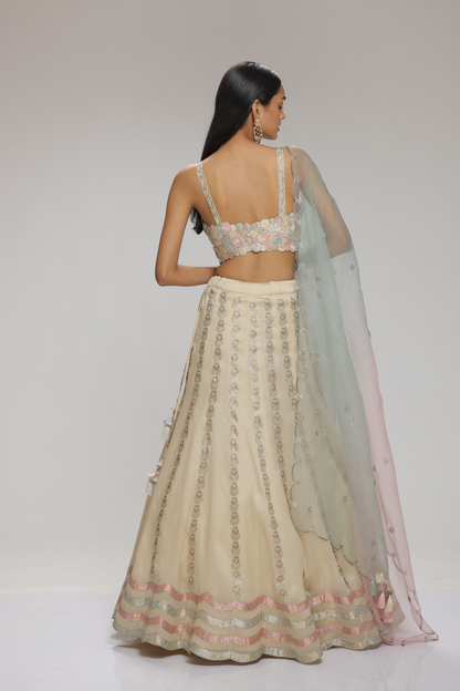 Zircon Lehenga Set Cream