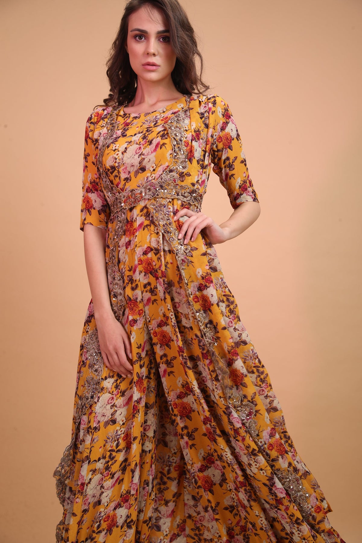 Mustard Floral Jumpsuit