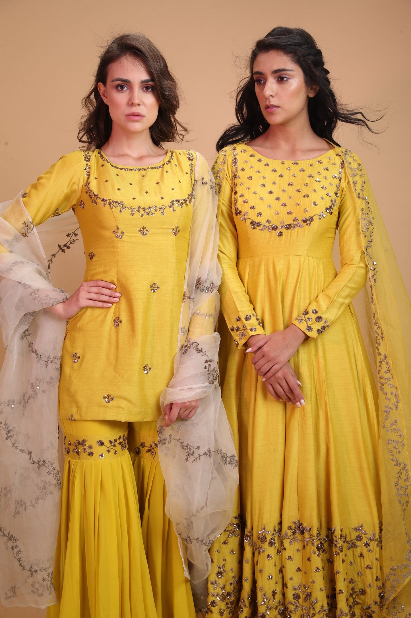 Yellow Mustard Kurta With Garara
