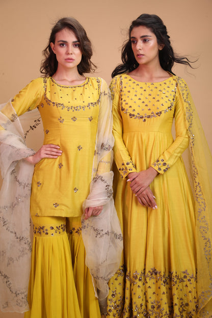Yellow Mustard Kurta With Garara