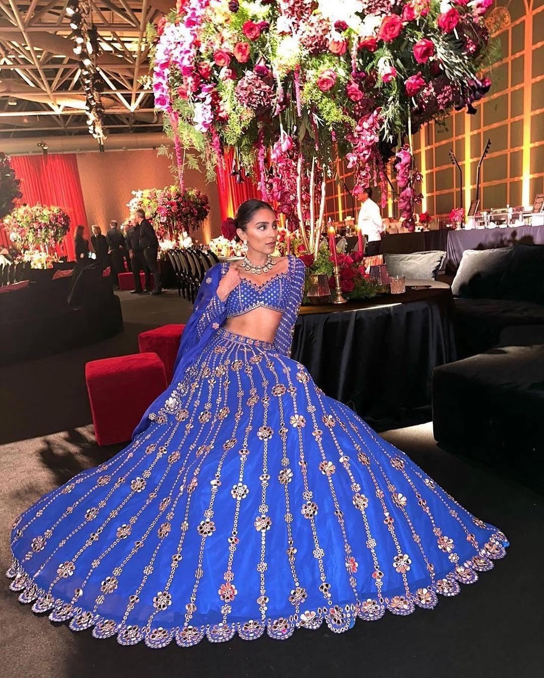 PAYALIA In Jhalak Royal Blue Big Flower Linear Lehenga Set