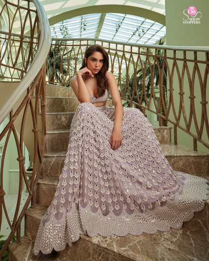 Chandelier Pearl Drop Lehenga Set ( SHARVARI )