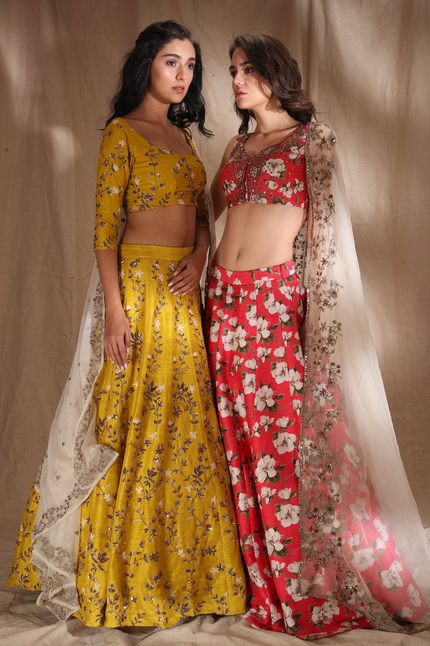 Mustard Zari Lehenga With Of White Dupatta