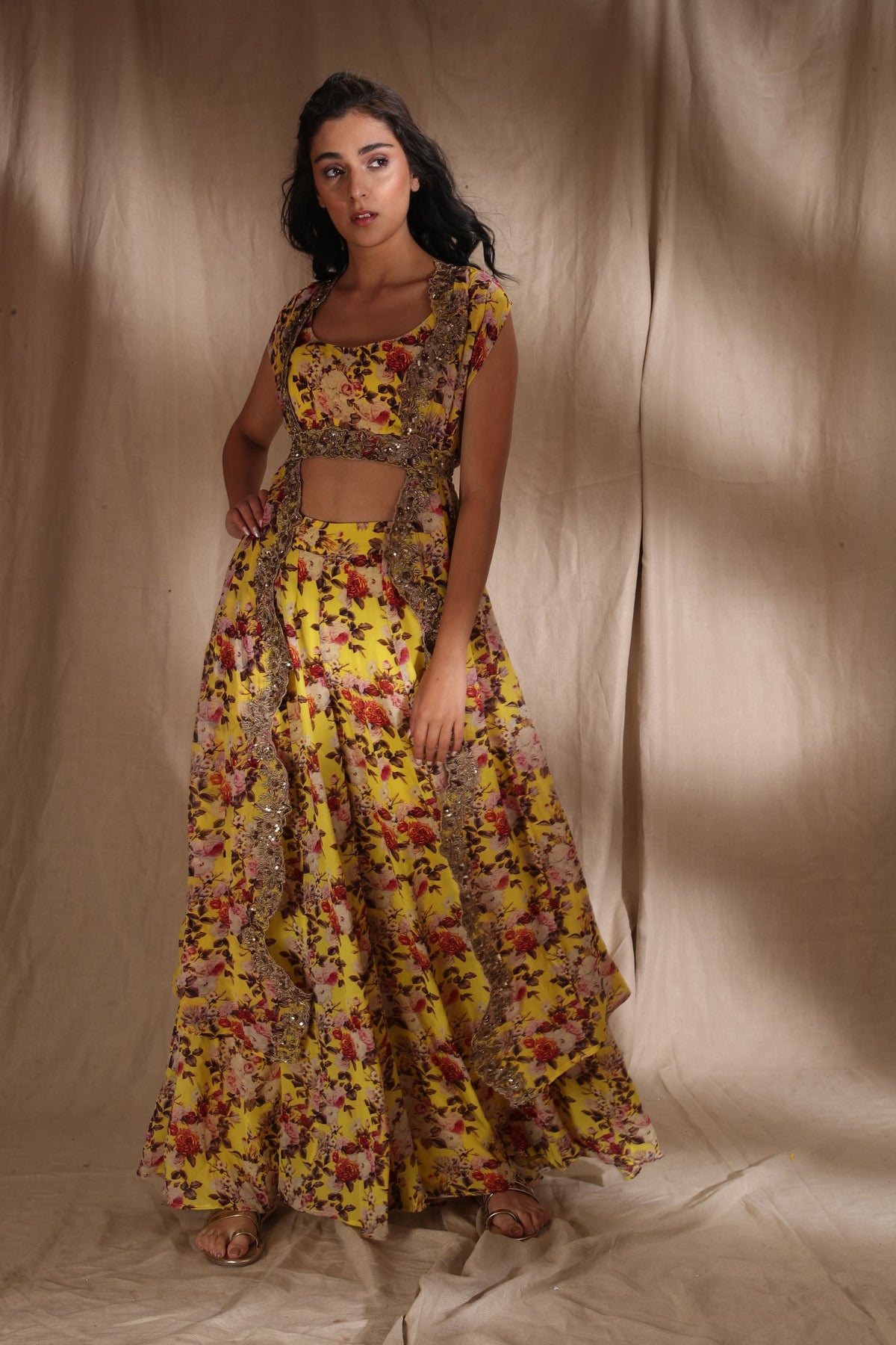 Peach Pink And Silver Sequin Lehenga