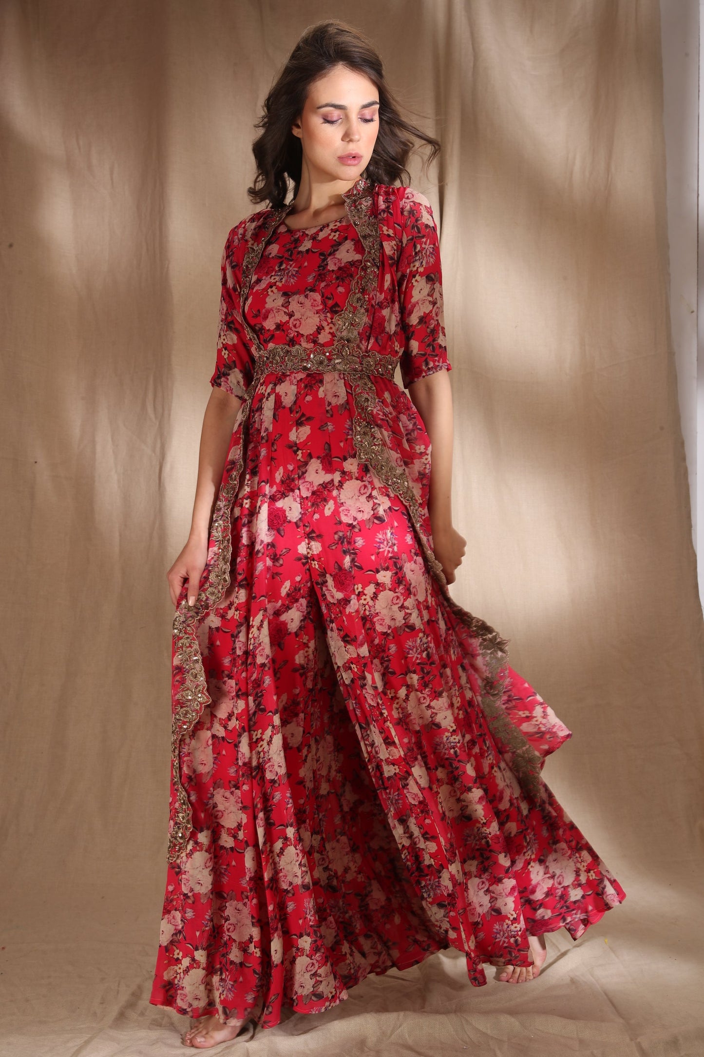 Hot Pink Floral Jumpsuit