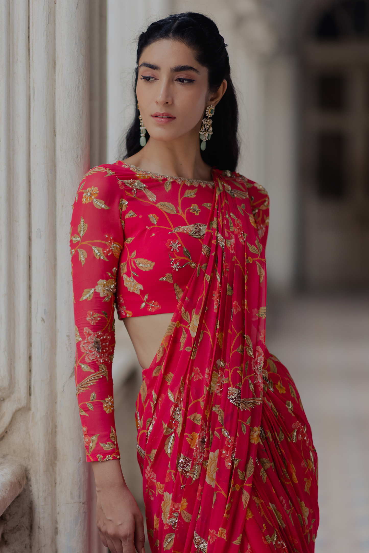 ALAIA SAREE SET – PEONY PINK
