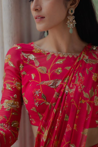 ALAIA SAREE SET – PEONY PINK
