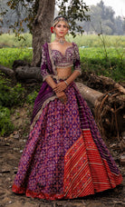 Red & Purple Banarasi Embroidered Lehenga