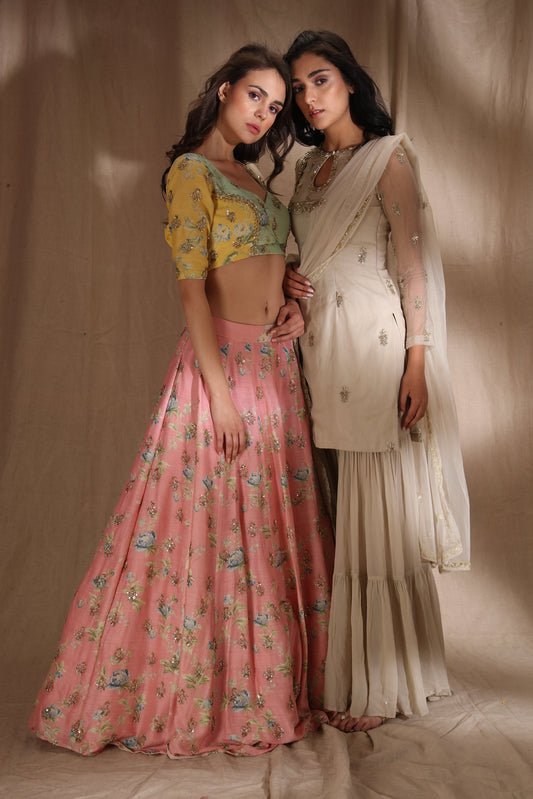 Ivory Suit With Sharara