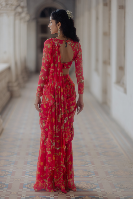 ALAIA SAREE SET – PEONY PINK