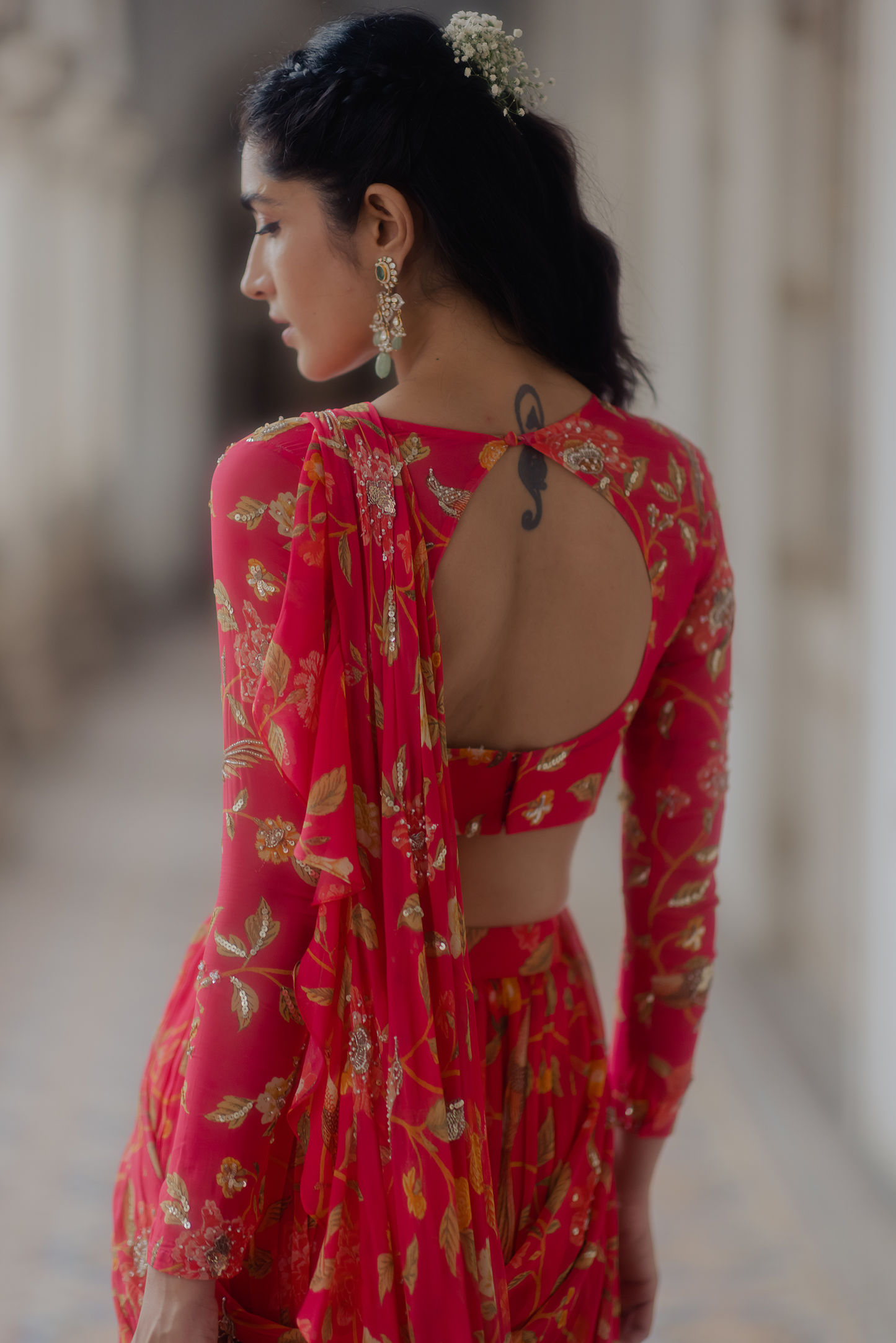 ALAIA SAREE SET – PEONY PINK