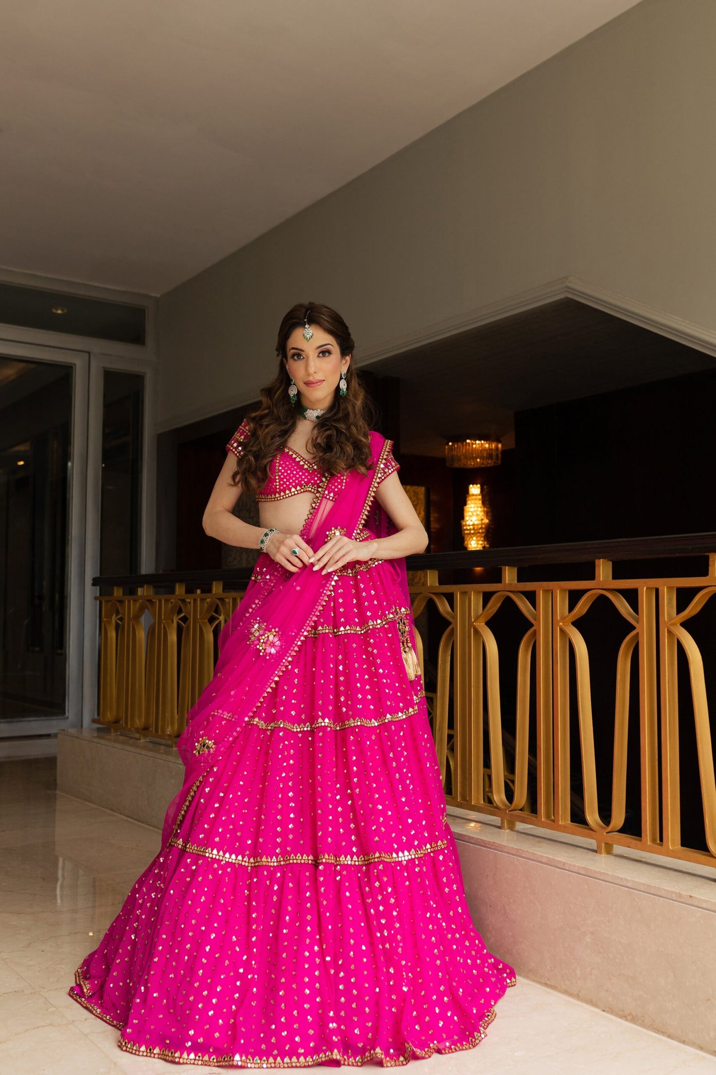 Maia Sethna In Fuschia Multi Tier Lehenga Set
