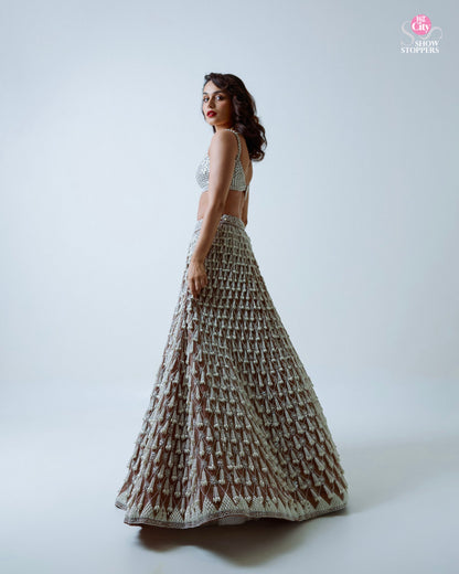MANUSHI CHILLAR IN PEARL DROP LEHENGA SET