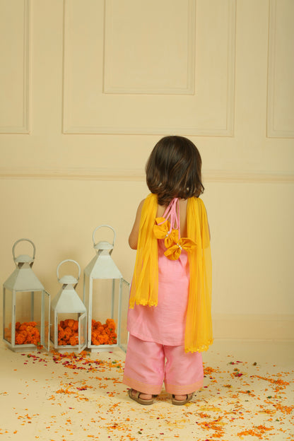 Light Pink Lace Work Chanderi Suit