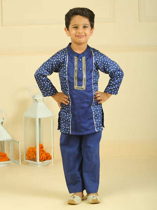 Royal Blue Bandhni Kurta set