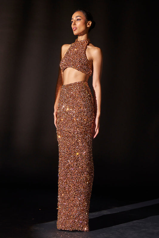 Gilded Luxor Embellished Crystal Top Skirt