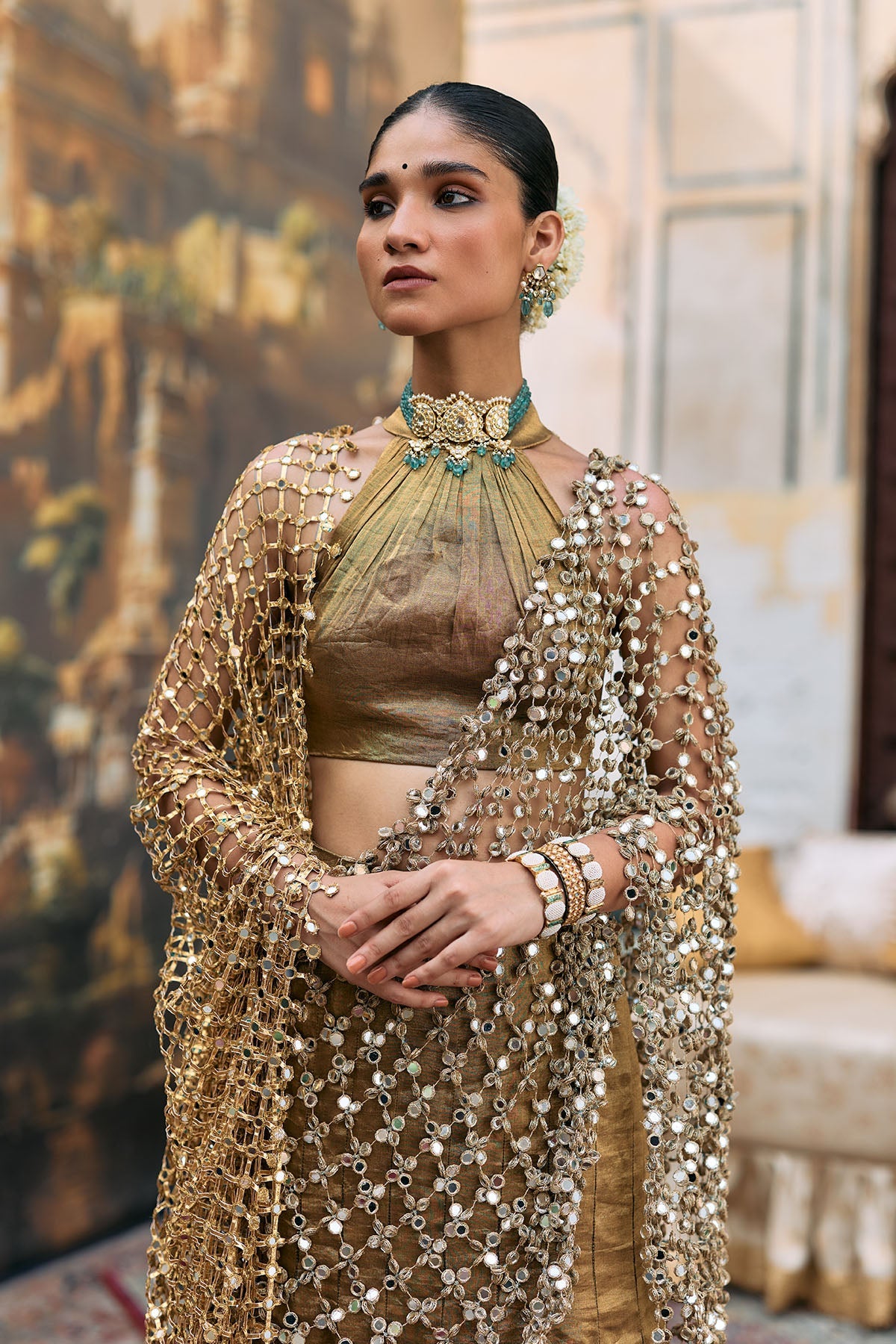 Mandira Lehenga Set with Sheeshya Veil