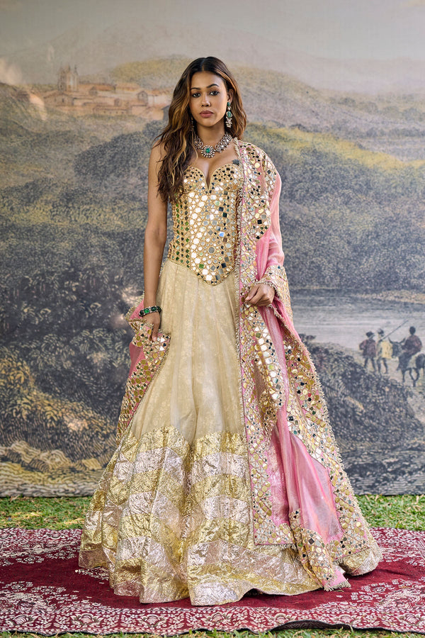 Sunehri Roshan Mirror Lehenga Set