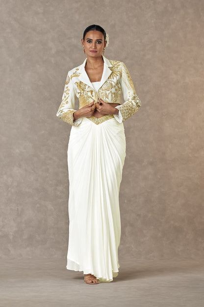Ivory Son-Chidiya Cropped Blazer Set