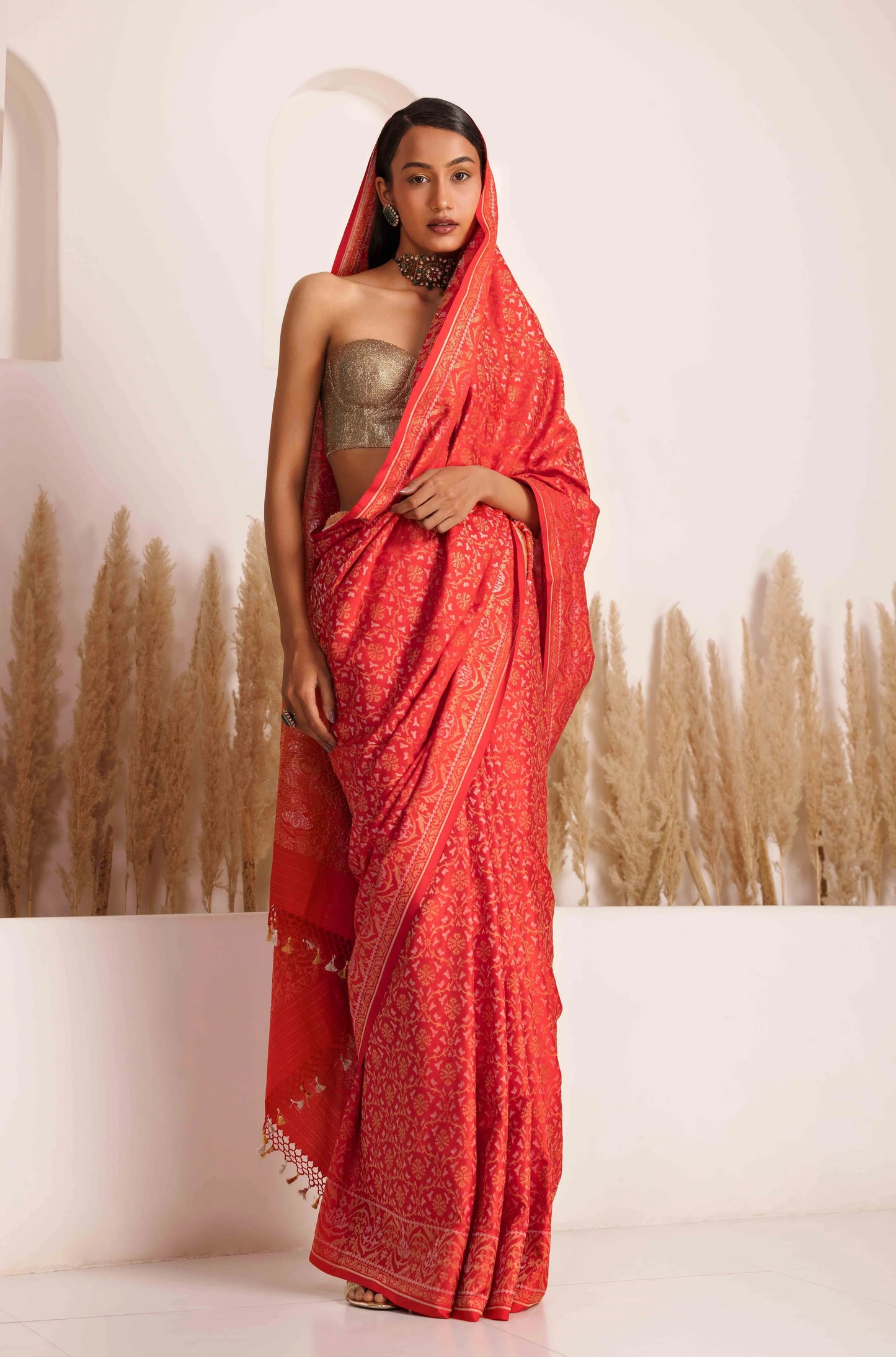 Ishwari Saree Red and Gold