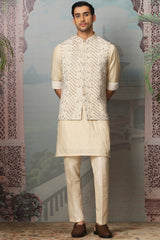 Ivory Splendor Georgette Silk Kurta Bundi Set - Quality at Your Door