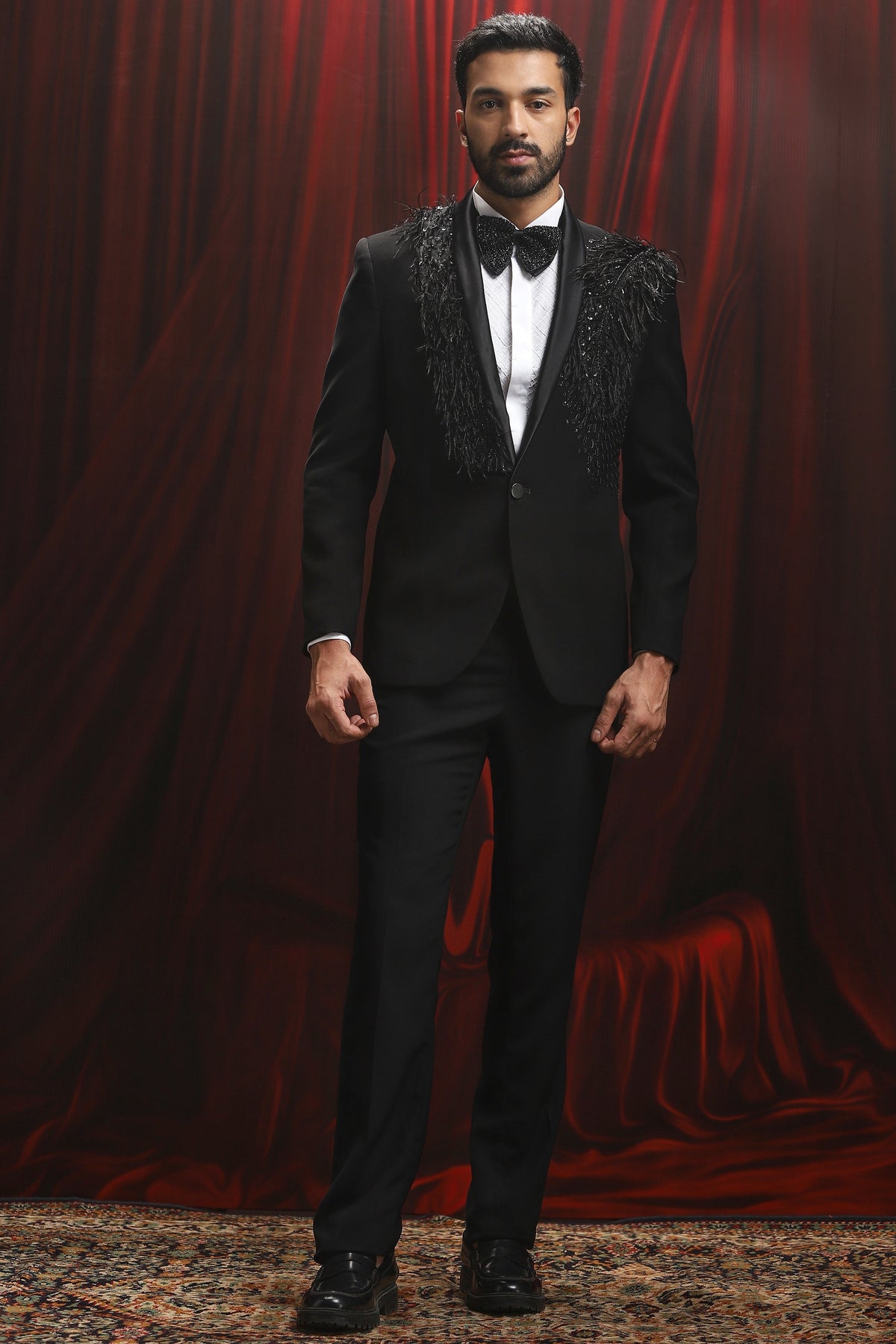 Noir Majesty Embroidered Tuxedo Set
