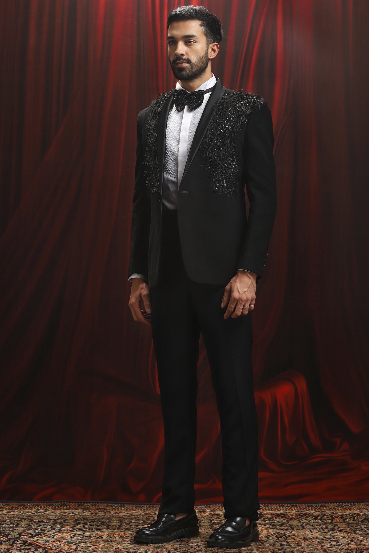 Noir Majesty Embroidered Tuxedo Set