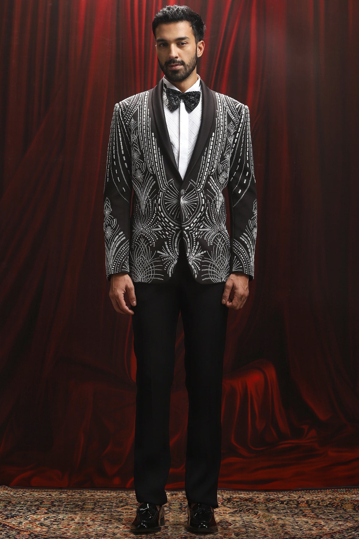Mystic Obsidian Embroidered Tuxedo Set