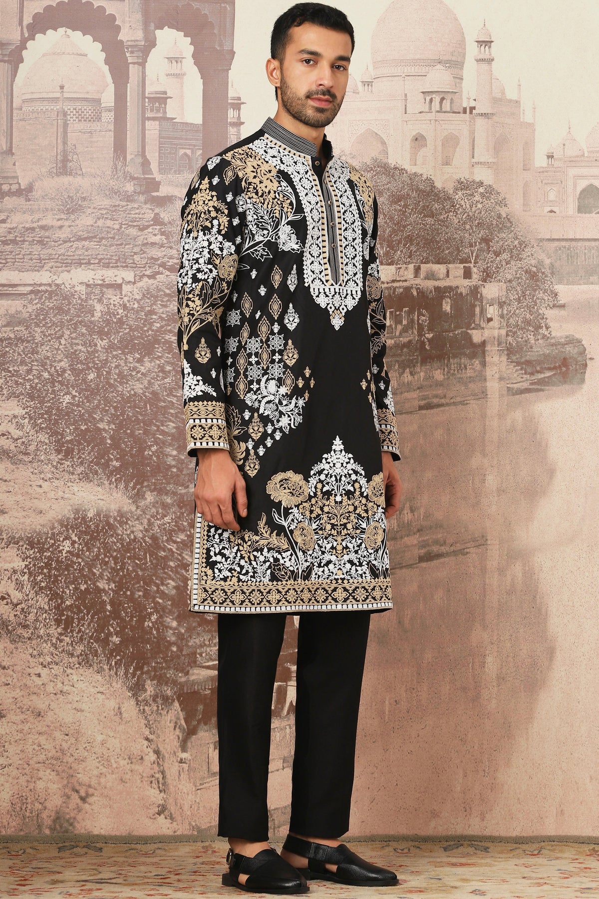 Shiv Thakare in Black Floraison Dori Kurta Set