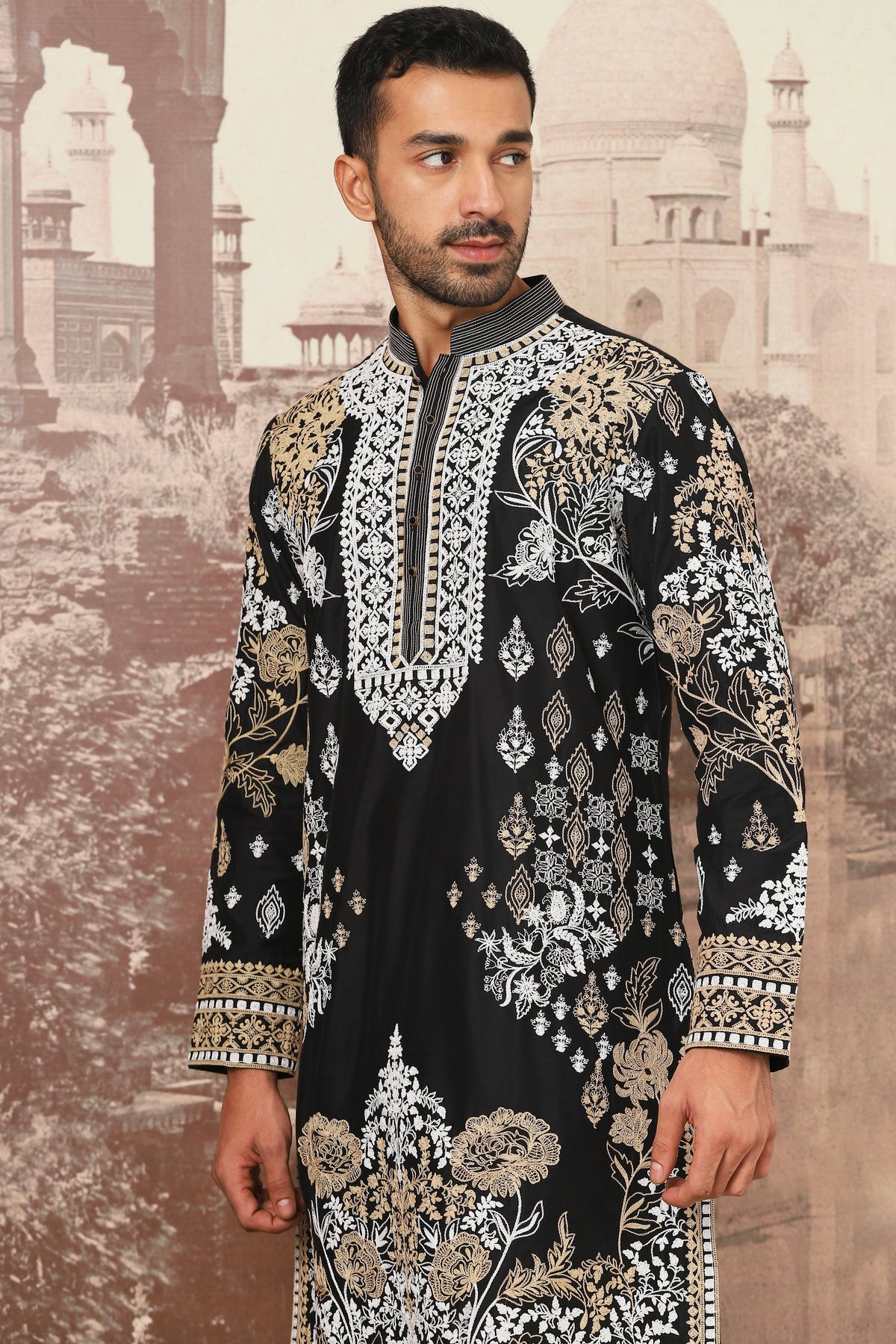 Shiv Thakare in Black Floraison Dori Kurta Set