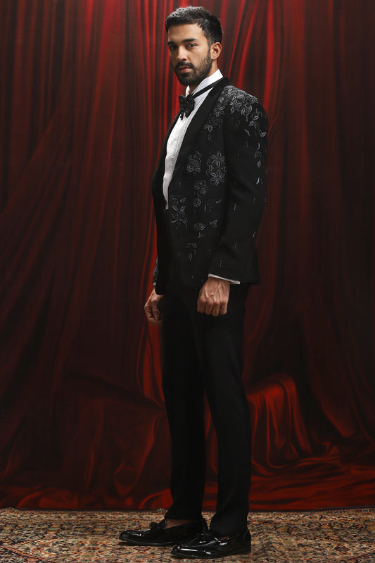 Black Dahlia Embroidered Tuxedo Set