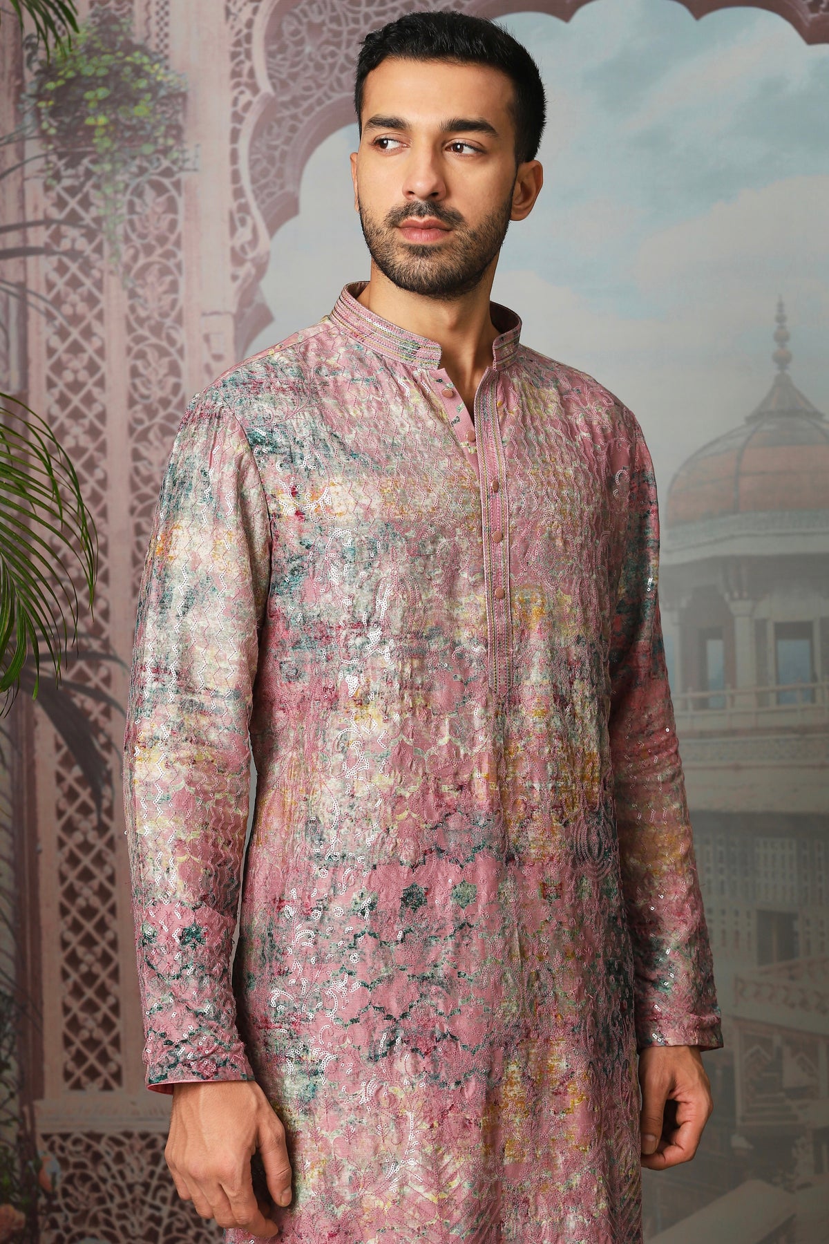Rosewood Bloom Sequin Embroidered Kurta Set
