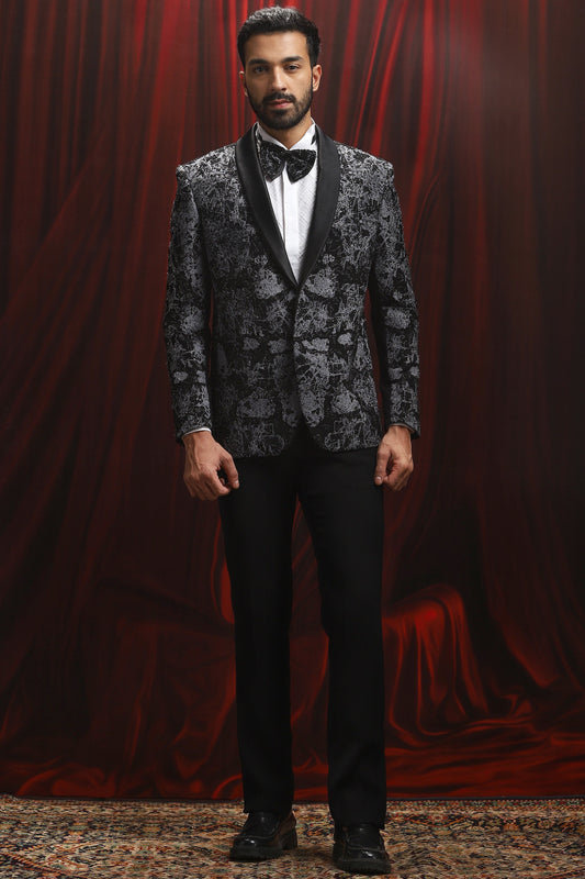 Starlit Whisper Embroidered Tuxedo Set