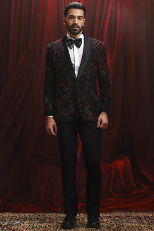 Sinister Velvet Embroidered Tuxedo Set