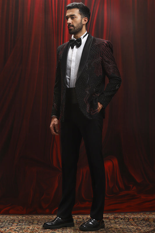 Sinister Velvet Embroidered Tuxedo Set