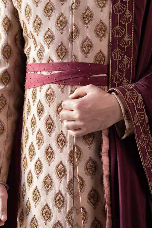 Champagne Motif Sherwani