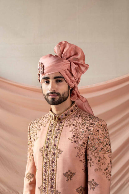 Old Rose Pattern Embroidered Sherwani
