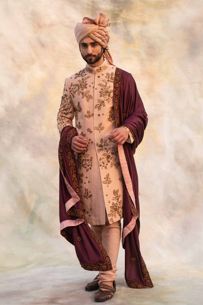 Champagne 3D Element Sherwani