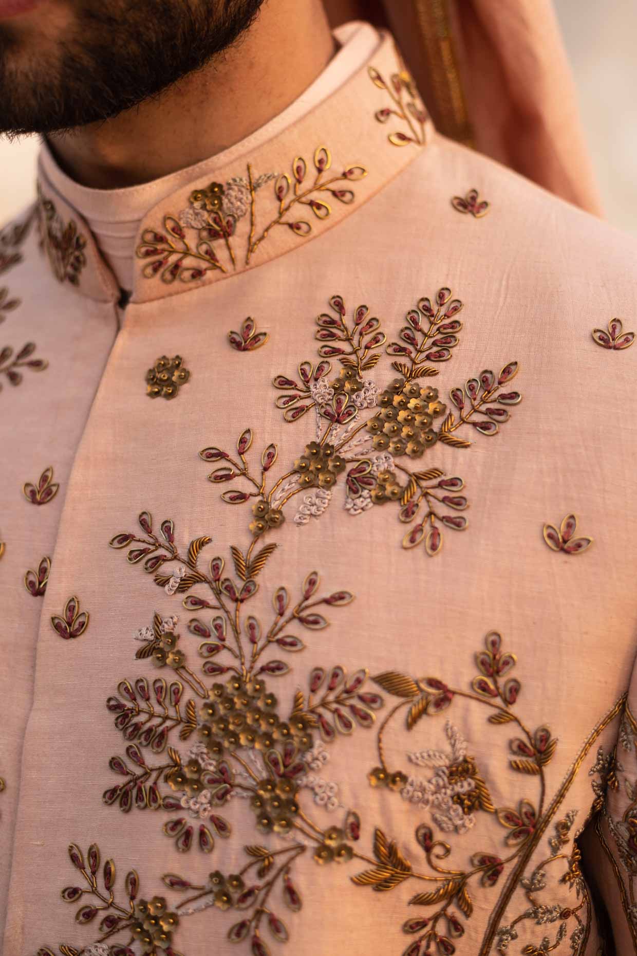 Champagne 3D Element Sherwani