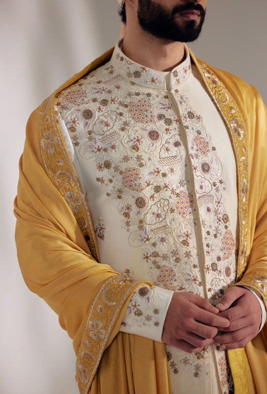 Ivory Ochre Sherwani