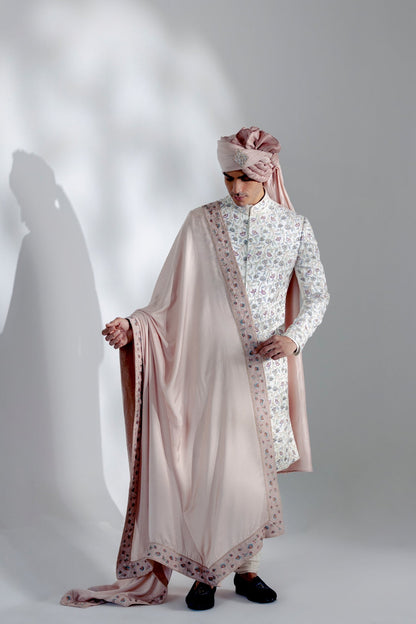 White Vine Sherwani Set