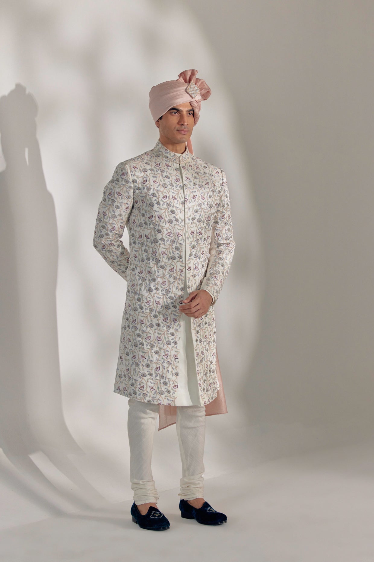 White Vine Sherwani Set