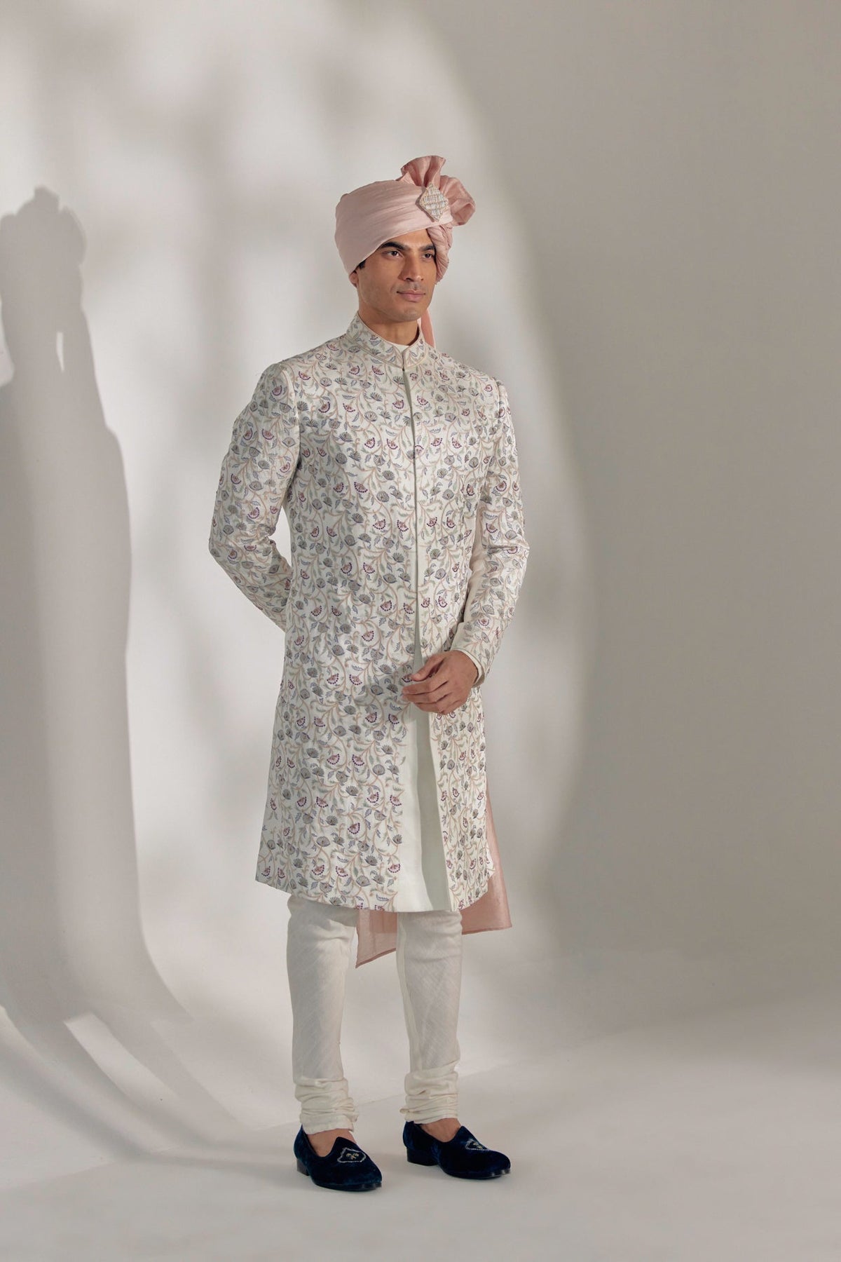 White Vine Sherwani Set