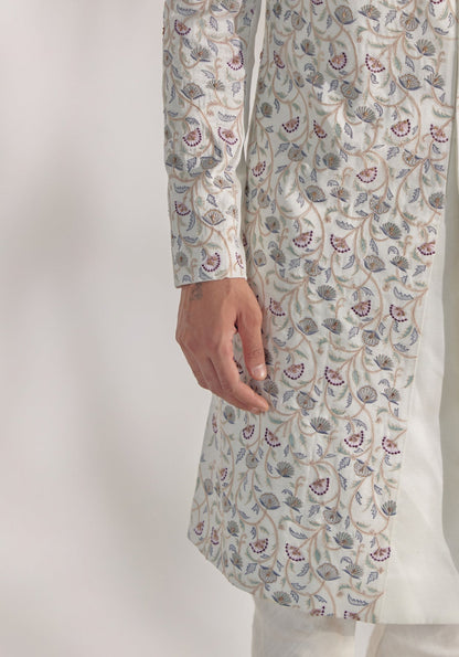 White Vine Sherwani Set