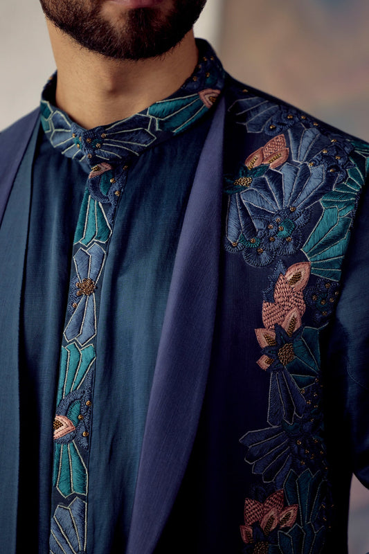 Portrait In Peacock Blue Shrug Set