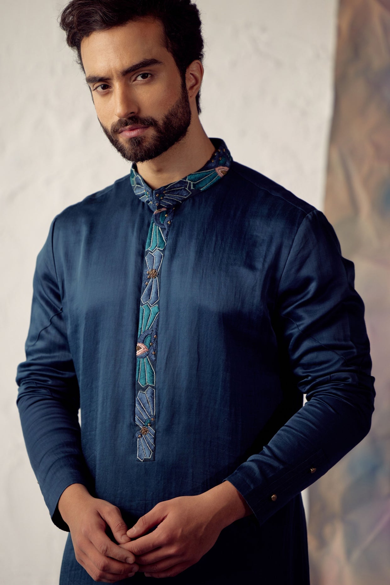 Portrait In Peacock Blue Shrug Set