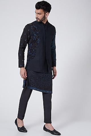 Midnight Blue Pintuck Jacket Set