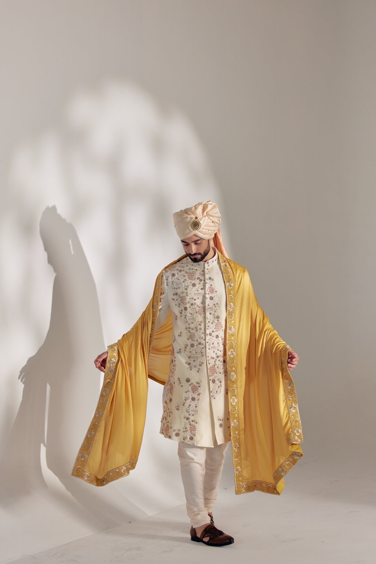 Ivory Ochre Sherwani Set