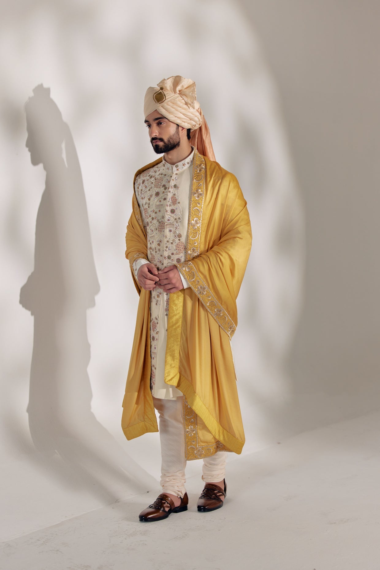 Ivory Ochre Sherwani Set